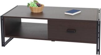 Couchtisch HWC-A27, Beistelltisch Wohnzimmertisch, 41x120x60cm 3D-Struktur, Metall MDF ~ dunkelbraun