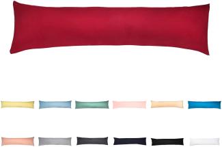 livessa Seitenschläferkissen Bezug - Verdeckter Reißverschluss an der Langen Seite, aus%100 Baumwolle Jersey Stoff, Ultra weich und atmungsaktiv, Oeko-Tex Zertifiziert, Kirschrot, 40x145 cm (1 Stück)