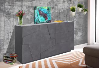 Dmora Modernes Sideboard mit 2 Türen und 3 Schubladen, Made in Italy, Küchensideboard mit Detail, Design-Wohnbuffet, cm 143x44h86, Farbe Aschgrau