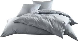 Mako-Satin Baumwollsatin Bettwäsche Uni einfarbig zum Kombinieren (Bettbezug 200 cm x 220 cm, Grau)