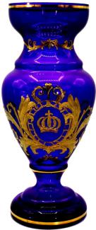 Pompöös by Casa Padrino Luxus Pokal Vase mit 24 Karat Vergoldung Lila / Gold Ø 14 x H. 30,5 cm - Pompööse Blumenvase designed by Harald Glööckler