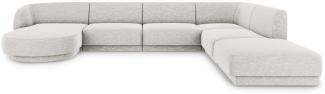 Micadoni 6-Sitzer Panorama Ecke rechts Sofa Miley | Bezug Light Grey | Beinfarbe Black Plastic