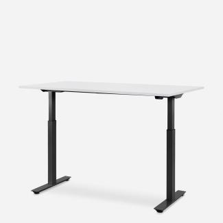140 x 80 cm WRK21® SMART - Weiss Uni / Schwarz elektrisch höhenverstellbarer Schreibtisch