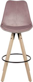 KADIMA DESIGN Komfort Barhocker Set - Ergonomisches Sitzschele und hoher Sitzkomfort. Farbe: Rosa, Material: Samt