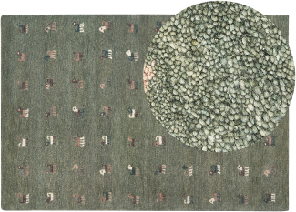Gabbeh Teppich Wolle grün 160 x 230 cm Tiermuster Hochflor KIZARLI