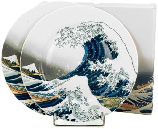 DUO ART GALLERY Dessertteller 2er Set THE GREAT WAVE inspired by K. Hokusai New Bone China Porzellan