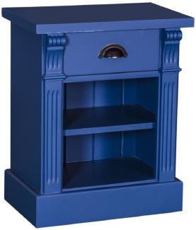 Casa Padrino Landhausstil Nachttisch mit Schublade und Regal Blau 49 x 33 x H. 60 cm - Massivholz Nachtkommode - Nachtschrank - Landhausstil Schlafzimmermöbel