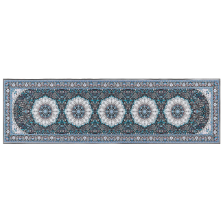Teppich blau schwarz 60 x 200 cm orientalisches Muster Kurzflor GEDIZ