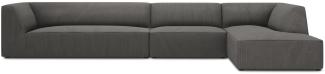 Micadoni 5-Sitzer Modular Ecke rechts Sofa Ruby | Bezug Dark Grey | Beinfarbe Black Plastic