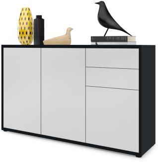 Vladon 'Ben V3' Sideboard mit 3 Türen und 2 Schubladen, Schwarz matt/Weiß matt, 117 x 74 x 36 cm