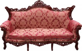 Casa Padrino Barock 3er Sofa Master Bordeaux Muster / Braunrot - Wohnzimmer Couch Möbel Lounge