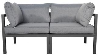 Luxus Premium Garten Lounge Sofa Esstisch Sitzgruppe 2 Sitzer Alu anthrazit/grau