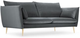 Micadoni 4-Sitzer Samtstoff Sofa Agate | Bezug Dark Grey | Beinfarbe Gold Metal
