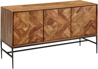 KADIMA DESIGN Massivholz Sideboard 123x70x45 cm in Sheesham & Metall – Stilvolle Anrichte im Industrial-Design, Vielseitig einsetzbarer Standschrank für Wohnzimmer.