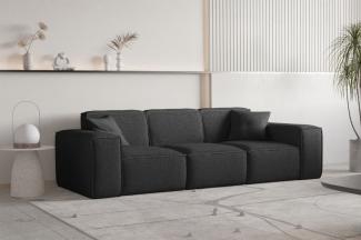 Sofa Designersofa CELES PREMIUM 3-Sitzer in Stoff Ascot Bukla Schwarz