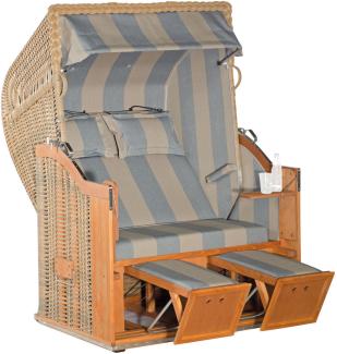 Sonnenpartner Strandkorb Classic 2-Sitzer Halbliegemodell marone/grau mit Sonderausstattung