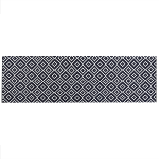 Teppich schwarz weiß 60 x 200 cm geometrisches Muster Kurzflor KARUNGAL
