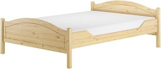 Überlanges Doppelbett 140x220 Kieferbett Massivholz Ehebett Zubehör wählbar V-60.30-14-220Rollrost und Matratze inkl.