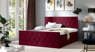 99rooms Florindo Boxspringbett 200x200 cm Velours MONOLITH Bordeaux