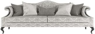 Casa Padrino Luxus Barock Wohnzimmer Sofa mit elegantem Muster Silber / Grau / Schwarz 255 x 100 x H. 97 cm