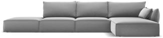 Micadoni 5-Sitzer Samtstoff Ecke rechts Sofa Kaelle | Bezug Grey | Beinfarbe Black Plastic