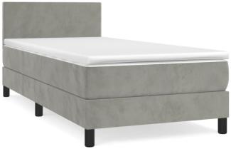 vidaXL Boxspringbett mit Matratze Hellgrau 80x200 cm Samt, Härtegrad: H2 [3141149]