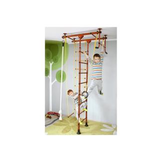 NiroSport Sprossenwand für Kinderzimmer M1 aufbau ohne bohrungen Made in Germany Holzsprossen Rot Raumhöhe 200 - 250 cm