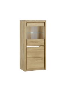 Vitrine Massivholz Ianka 63x134x41 Standvitrine Wildeiche Bianco geölt 20002