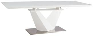 Esstisch Säulentisch Alaras III 160-220x90x75cm weiß lackiert ausziehbar