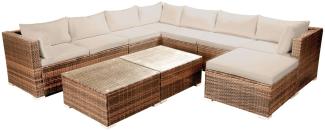 BRAST Gartenmöbel Lounge Sofa Couch Set Pleasure Braun Poly-Rattan für 7 Personen