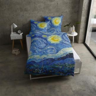Goebel Mako-Satin Bettwäsche Starry Nights blau | 135x200 cm + 80x80 cm