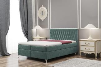 Boxspringbett Schlafzimmerbett ESME 200x220cm in Stoff Riviera Blaugrün