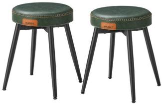 VASAGLE Esszimmerstühle (2 St), Sitzhocker, EKHO Series, Kunstleder, 48,2 cm hoch, waldgrün