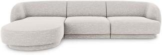 Micadoni 4-Sitzer Ecke links Sofa Miley | Bezug Light Grey | Beinfarbe Black Plastic