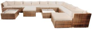 BRAST Gartenmöbel Lounge Sofa Couch Set Dreams Braun Poly-Rattan für 11 Personen