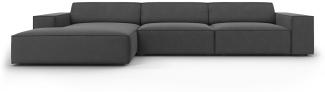 Micadoni 4-Sitzer Samtstoff Ecke links Sofa Jodie | Bezug Grey | Beinfarbe Black Plastic