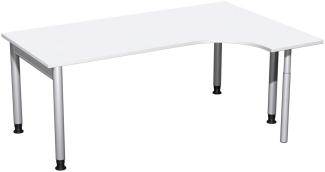PC-Schreibtisch '4 Fuß Pro' rechts, höhenverstellbar, 180x120cm, Weiß / Silber