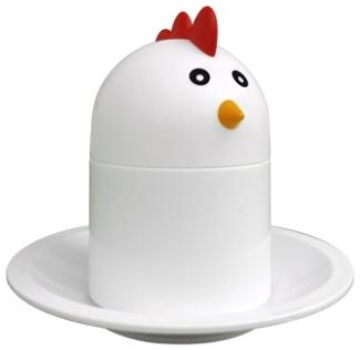 Eierköpfer im Chicken-Design inkl. Eierbecher und Warmhalter, Weiß