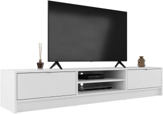 TV Lowboard Vinxor 2K mit 2 Ablagefächer und 2 Schrankfächer (Farbe: Weiß)