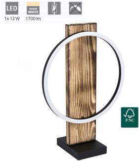 Eglo 99457 LED Tischleuchte BOYAL aus Holz braun rustikal L:30cm B:15cm H:42,5cm mit Kabelschalter 3000K