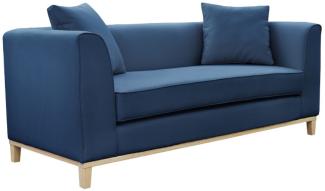 Casa Padrino Luxus Sofa mit Kissen 202 x 84 x H. 84 cm Mittelblau