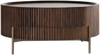 Casa Padrino Luxus Couchtisch Dunkelbraun Ø 90 x H. 40 cm - Runder Wohnzimmertisch mit Schublade - Wohnzimmer Möbel - Massivholz Möbel - Luxus Möbel - Luxus Einrichtung