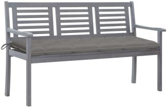 vidaXL 3-Sitzer-Gartenbank mit Auflage 150 cm Grau Eukalyptusholz