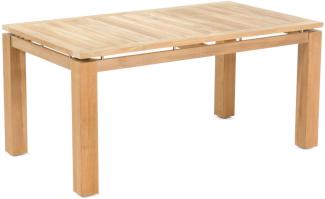 Sonnenpartner Gartentisch Base 160x90 cm Teakholz natur Tischsystem Tischplatte Compact HPL Shiplap-Pinie