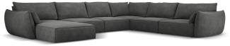 Micadoni 8-Sitzer Panorama Ecke rechts Sofa Kaelle | Bezug Dark Grey | Beinfarbe Black Plastic