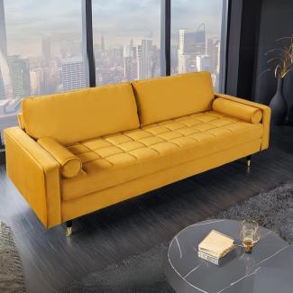 Modernes 3er Sofa 220cm COMFORT gelb Samt Federkern Design Elegant