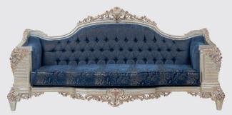 Casa Padrino Luxus Barock Sofa Blau / Creme / Kupfer / Gold 245 x 100 x H. 115 cm
