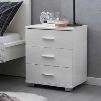 KADIMA DESIGN Nachttisch IRNO - Stilvolles Schlafzimmermöbel mit geräumigen Schubladen und großer Ablagefläche. Farbe: Weiß