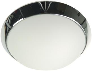 LED Deckenleuchte / Deckenschale rund, Opalglas matt, Dekorring Chrom, Ø 25cm