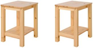 Holzhocker 2er Set Sitzhocker Kiefer Holz Natur Massiv Tischhocker Garderobe Esszimmer Schminktisch Hocker